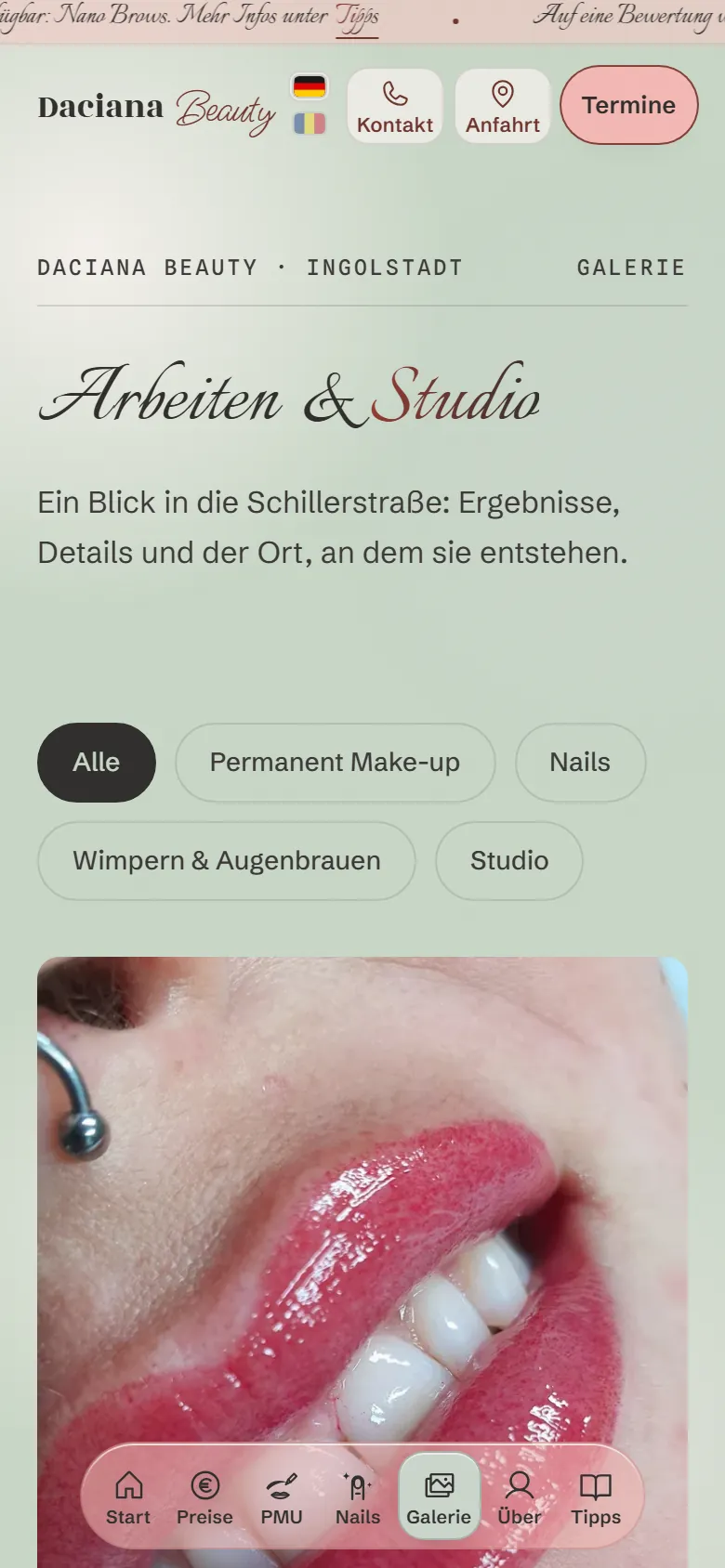 Neue Galerie-Seite mit Filter-Chips