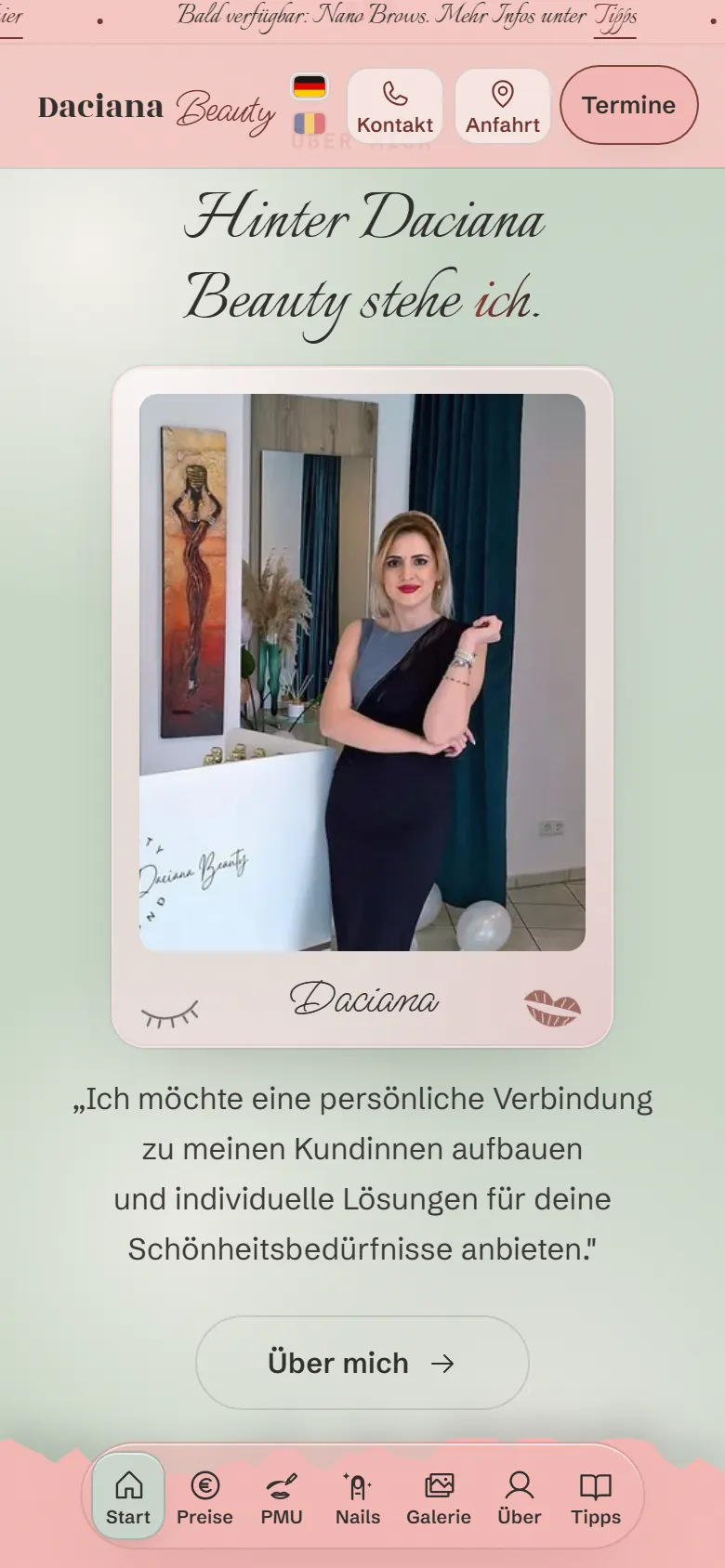 Über-mich-Teaser der neuen Startseite