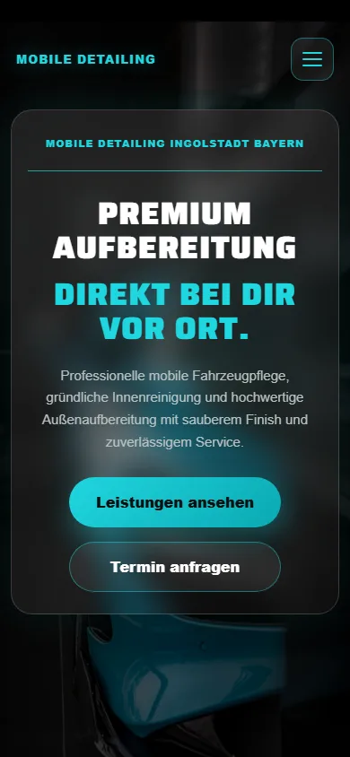 Mobile Ansicht der Mobile-Detailing-Bayern-Startseite