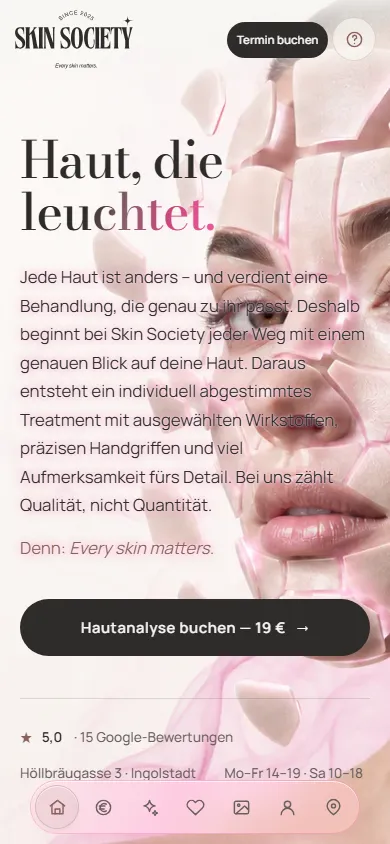 Mobile Ansicht der neuen Skin-Society-Website